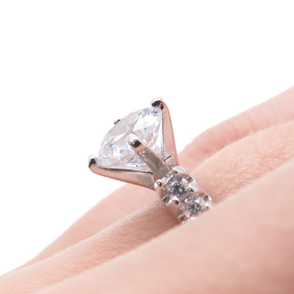 925 Sterling Silver Round-Cut C Z Engagement Ring Size 7