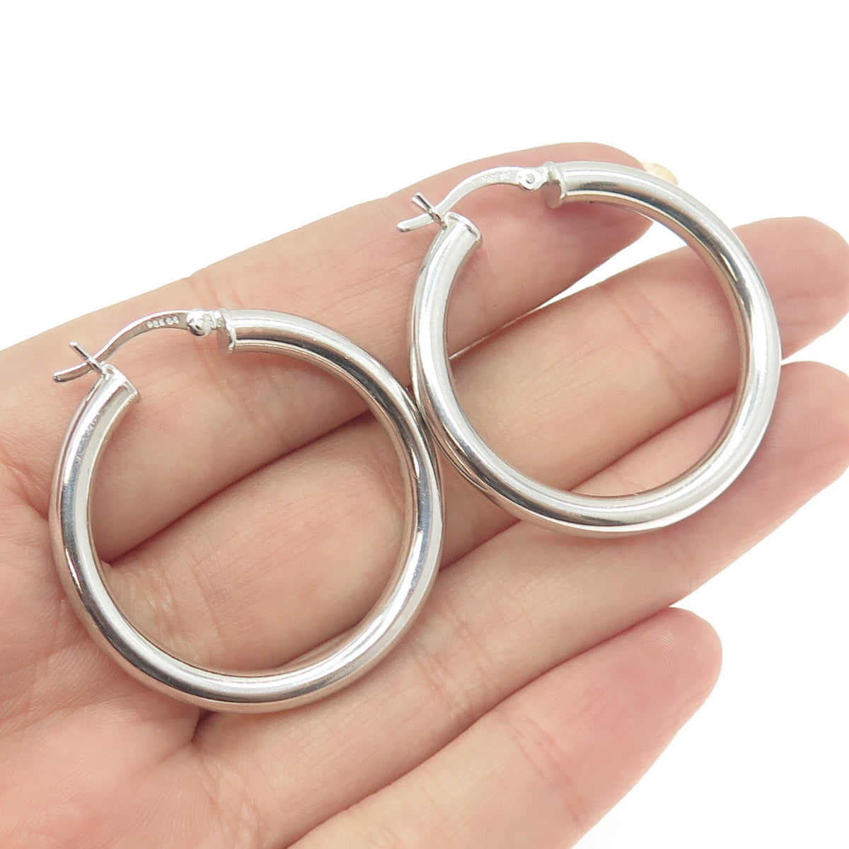 925 Sterling Silver Vintage Smooth Hoop Earrings