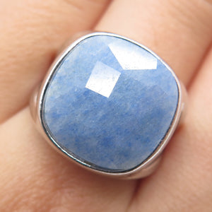 BLQ Basiq Jewelry 925 Sterling Silver Real Blue Aventurine Ring Size 9.5