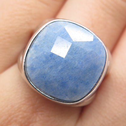 BLQ Basiq Jewelry 925 Sterling Silver Real Blue Aventurine Ring Size 9.5