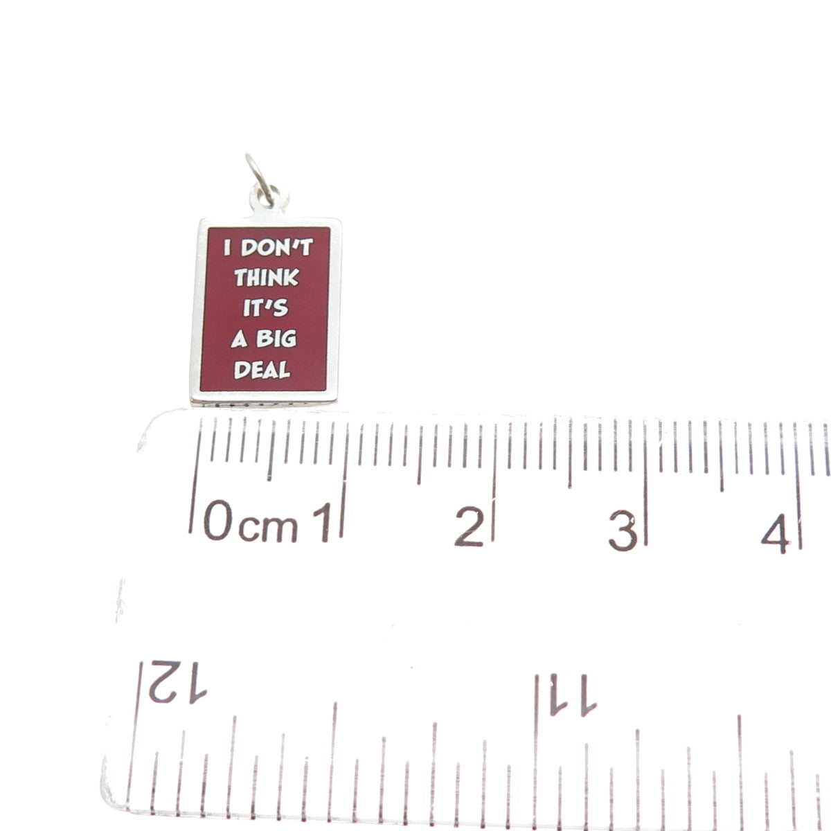 925 Sterling Red Enamel I Don't Think It's A Big Deal Minimalist Charm Pendant