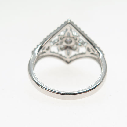 JCM Jacmel Mauritius 925 Sterling Silver Marquise & Round-Cut C Z Ring Size 8.5