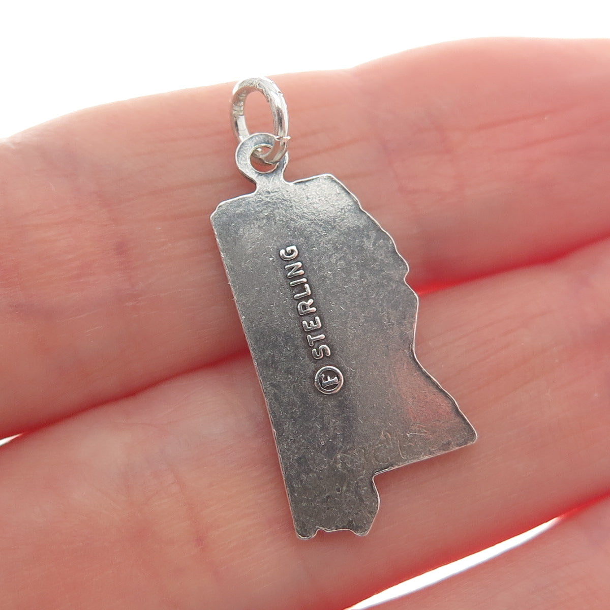 FRENCH & FRANKLIN 925 Sterling Silver Vintage Mississippi Oxidized Mini Pendant