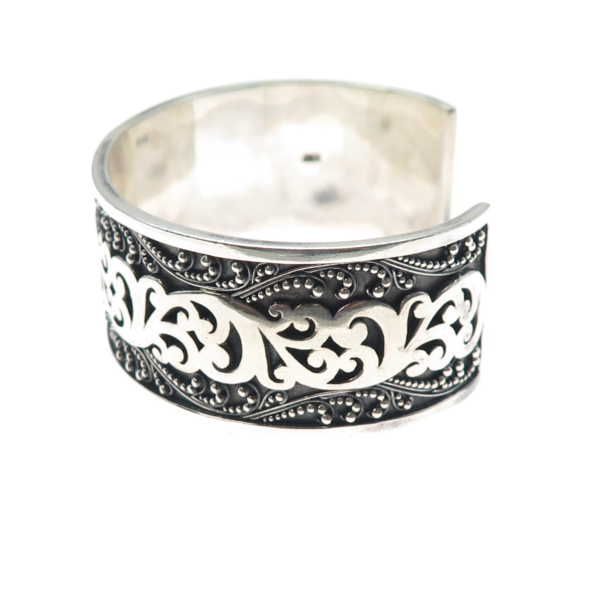 LOIS HILL 925 Sterling Silver Vintage Granulated Scroll Adjustable Bracelet 7.5"