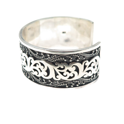 LOIS HILL 925 Sterling Silver Vintage Granulated Scroll Adjustable Bracelet 7.5"