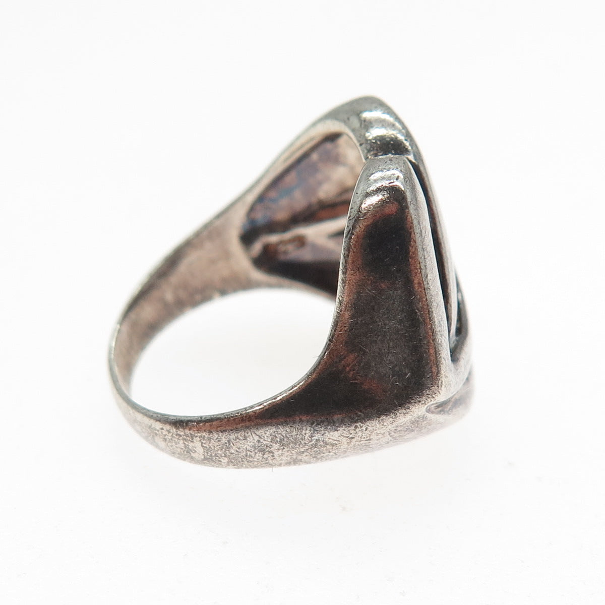 925 Sterling Silver Vintage Interlocked Heart Couple Oxidized Ring Size 6.25