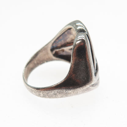925 Sterling Silver Vintage Interlocked Heart Couple Oxidized Ring Size 6.25