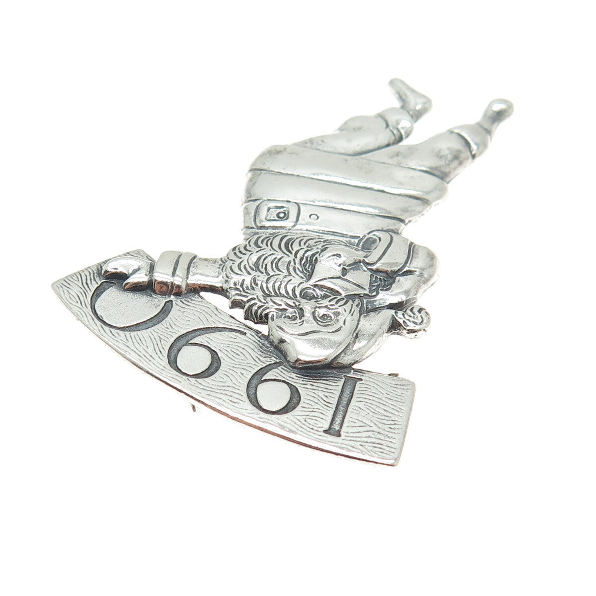 HAND & HAMMER 925 Sterling Silver Vintage 1990 Santa Ornament Pendant
