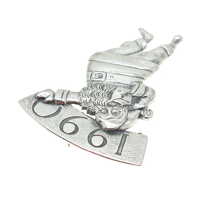 HAND & HAMMER 925 Sterling Silver Vintage 1990 Santa Ornament Pendant