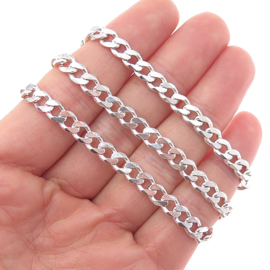 925 Sterling Silver Vintage Italy Curb Chain Necklace 20"