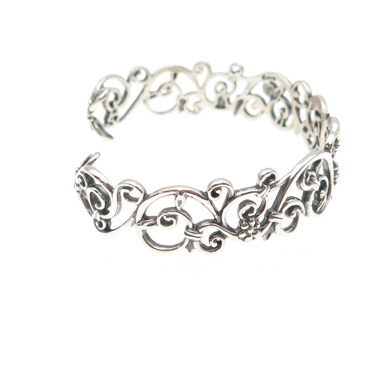 Carolyn Pollack Sterling Silver Vintage Floral Adjustable Cuff Bracelet 6.75"