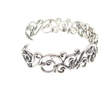 Carolyn Pollack Sterling Silver Vintage Floral Adjustable Cuff Bracelet 6.75"