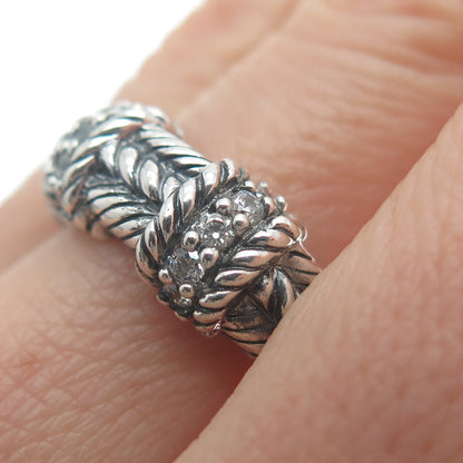 JUDITH RIPKA 925 Sterling Silver Round-Cut C Z Station Oxidized Ring Size 7.25