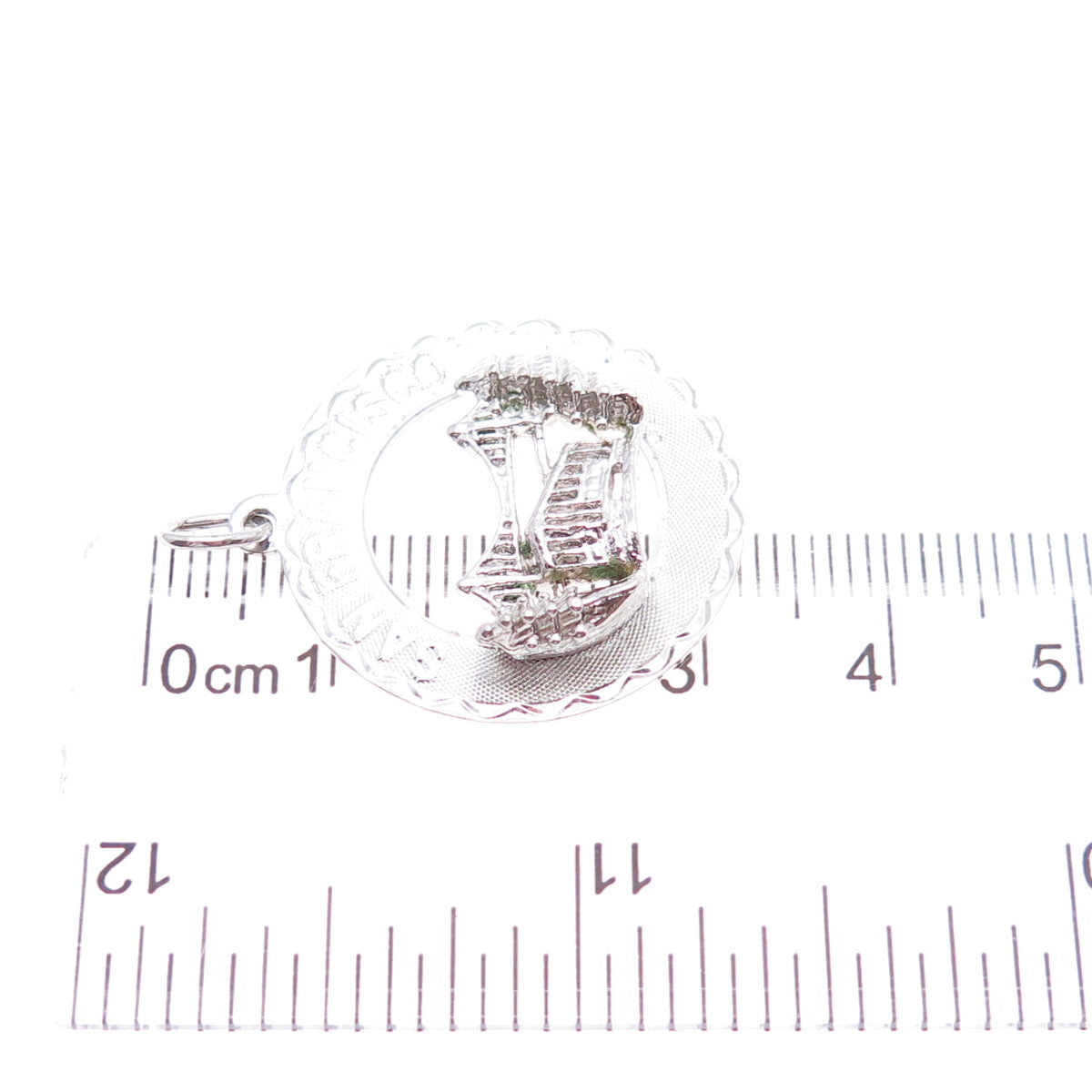 CREA 925 Sterling Silver Vintage San Francisco Round Tag Charm Pendant