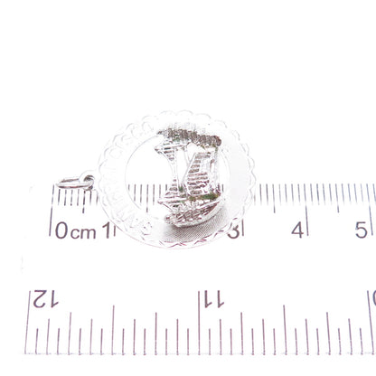 CREA 925 Sterling Silver Vintage San Francisco Round Tag Charm Pendant
