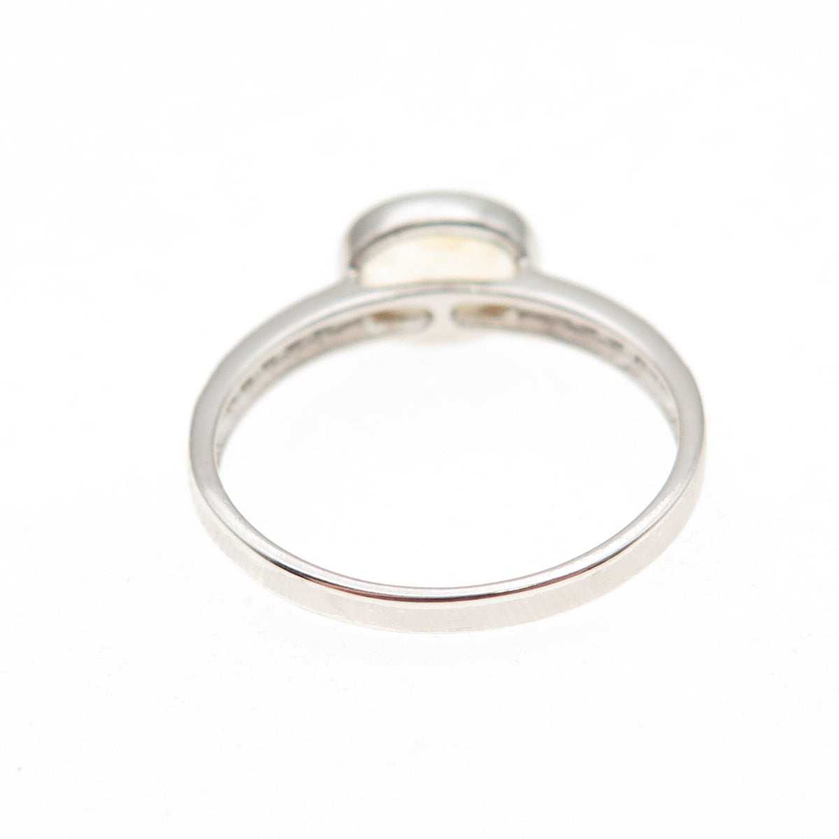 925 Sterling Silver Real Round-Cut Diamond & Oval-Cut Citrine Ring Size 7.25