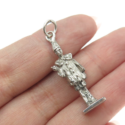 925 Sterling Silver Antique Art Deco Pierrot 3D Pendant