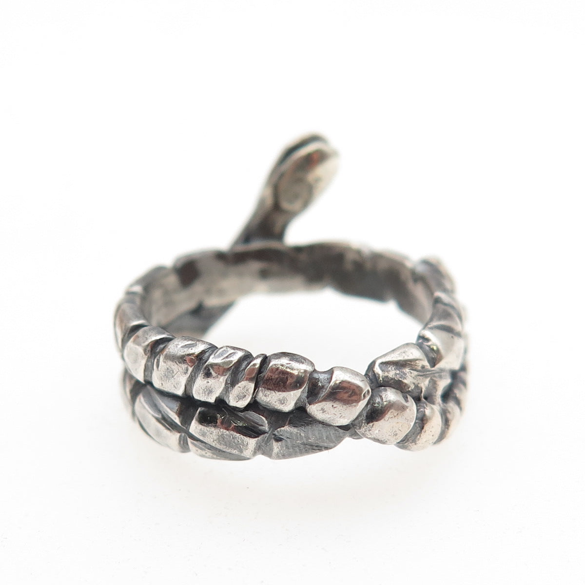925 Sterling Silver Vintage Snake Oxidized Wrap Ring Size 5.75