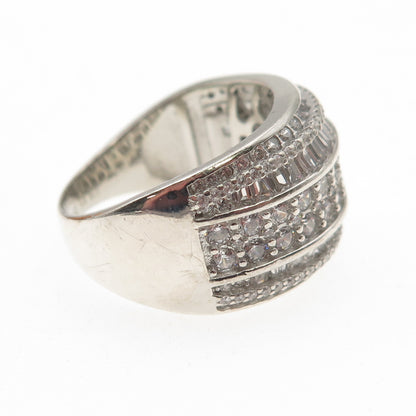 925 Sterling Silver Round & Tapered Baguette-Cut C Z Sparkle Ring Size 9.25