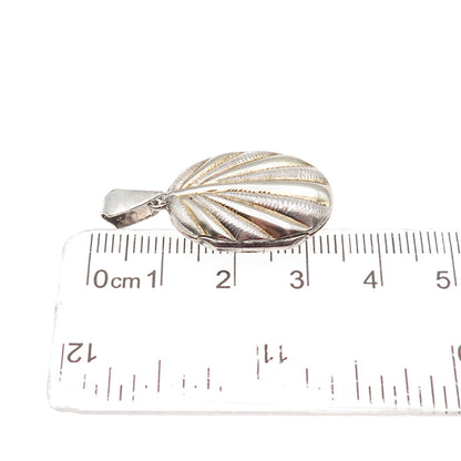 925 Sterling Silver 2-Tone Vintage Modernist Seashell Locket Charm Pendant