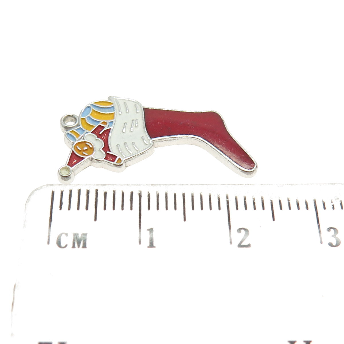 WELLS 925 Sterling Silver Antique Colorful Enamel Christmas Sock Charm Pendant