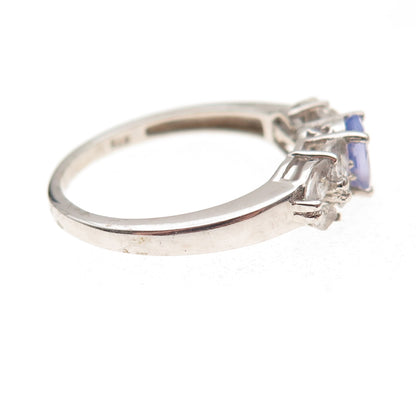 Chuck Clemency 925 Sterling Silver Real Tanzanite & White Topaz Ring Size 9