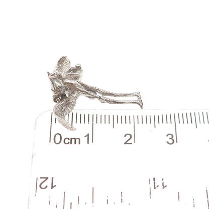 925 Sterling Silver Vintage Stork Delivering Baby 3D Mini Charm Pendant