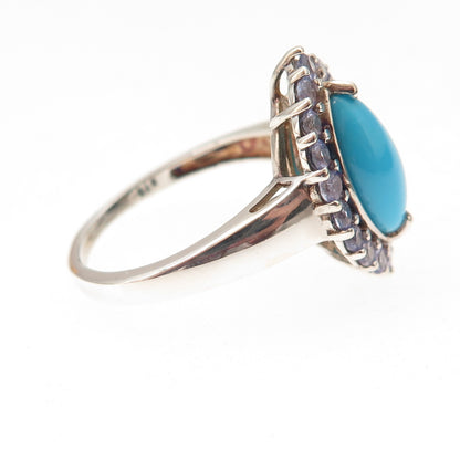 Chuck Clemency 925 Sterling Silver Real Turquoise & Tanzanite Ring Size 8.25