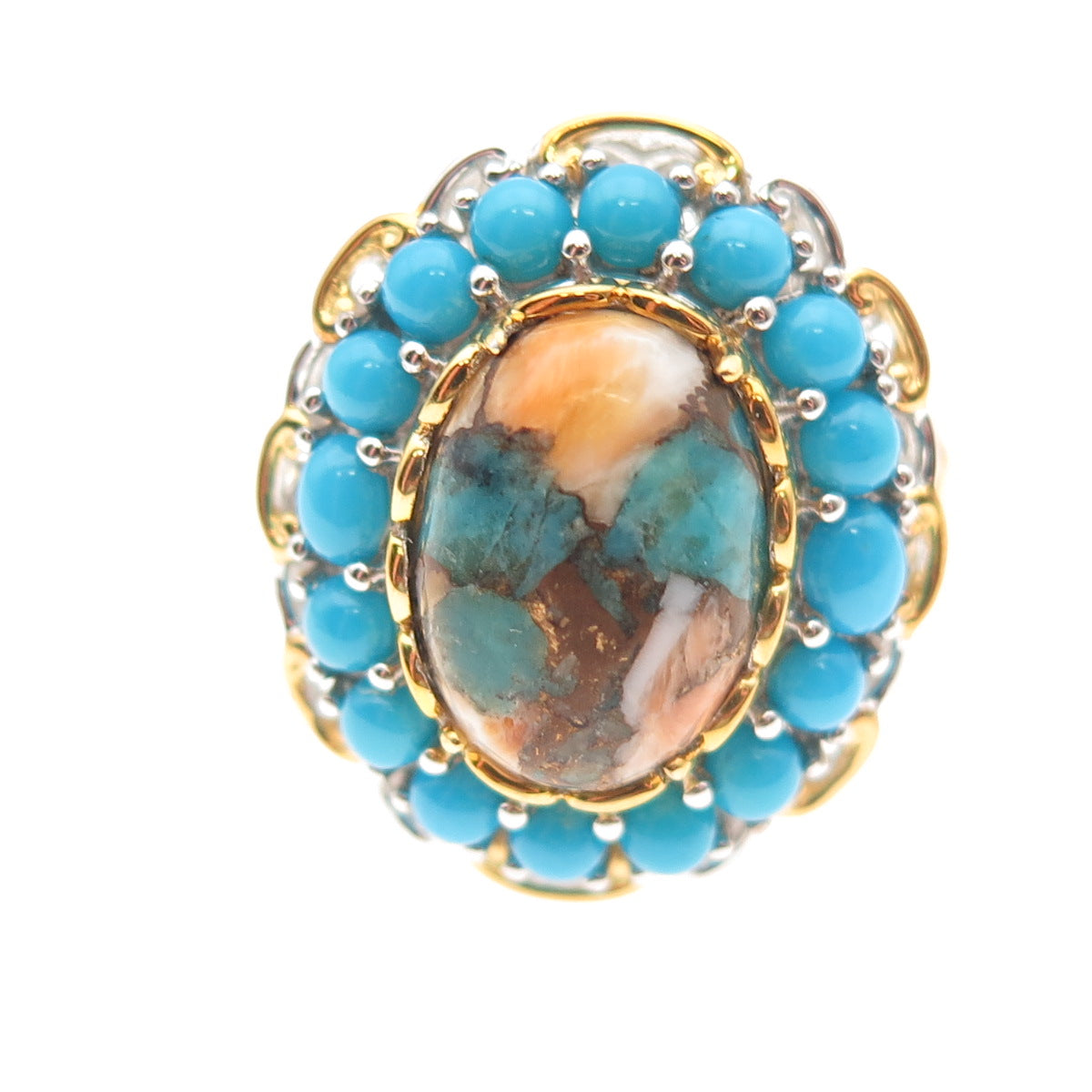 Michael Valitutti Gems En Vogue 925 Sterling Real Multi-Turquoise Ring Size 8.25