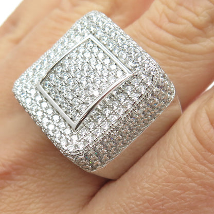 925 Sterling Silver Pave C Z Domed Ring Size 10.25