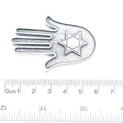 925 Sterling Silver Vintage Star of David Hamsa Oxidized Amulet