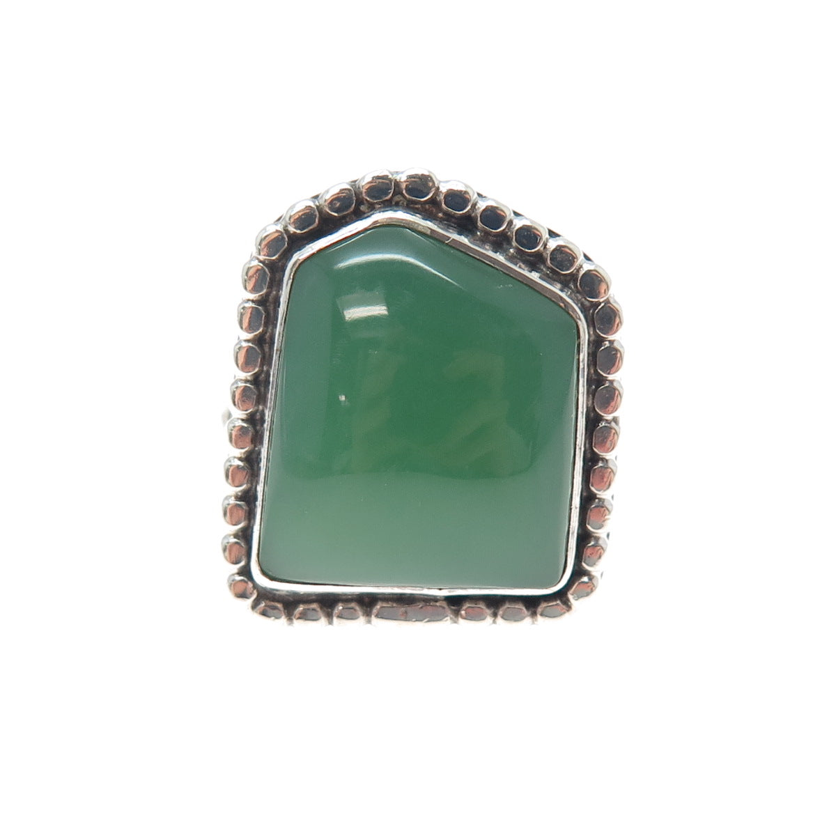 Old Pawn 925 Sterling Silver Vintage Southwestern Green Chalcedony Ring Size 5.5