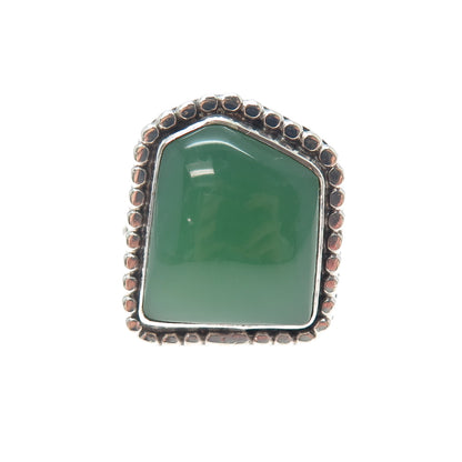 Old Pawn 925 Sterling Silver Vintage Southwestern Green Chalcedony Ring Size 5.5