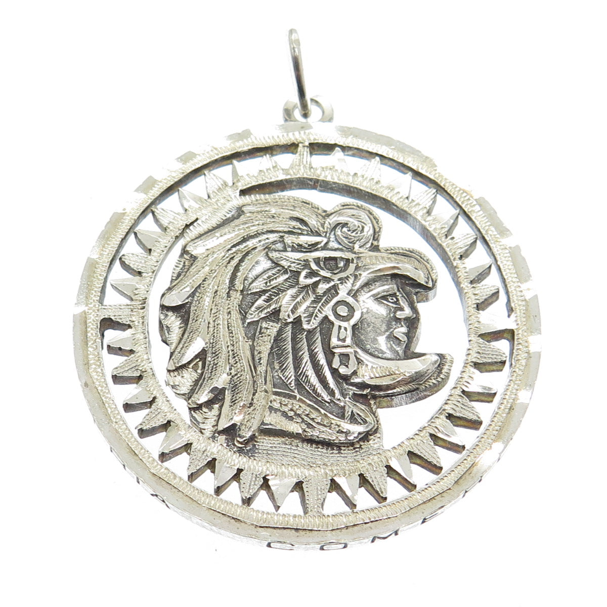 720 Silver Vintage Mexico 5 Pesos Cut-Out Indian Head Coin Pendant