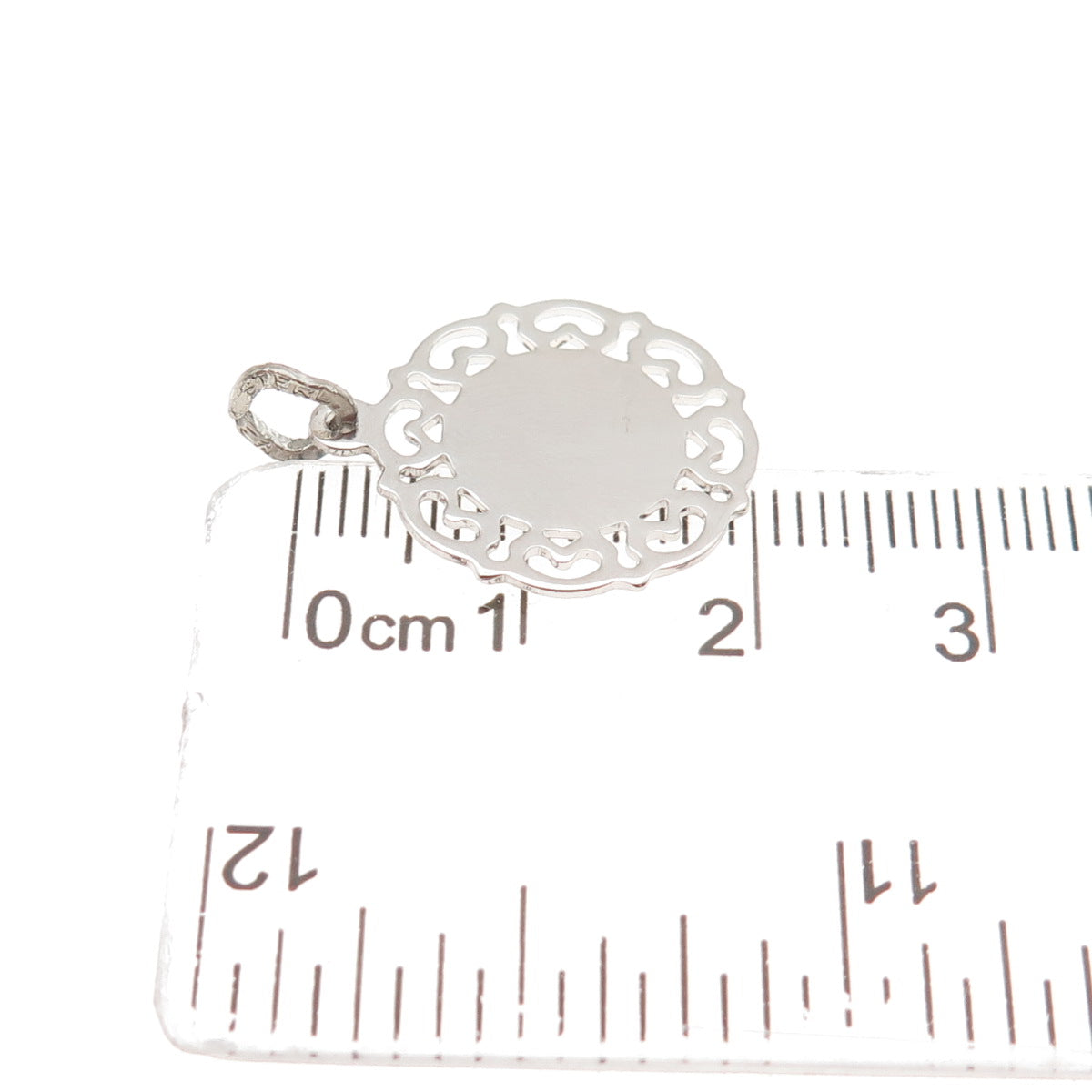 BEAU 925 Sterling Silver Vintage Floral Ornate Tag Mini Charm Pendant