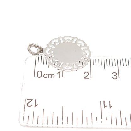 BEAU 925 Sterling Silver Vintage Floral Ornate Tag Mini Charm Pendant