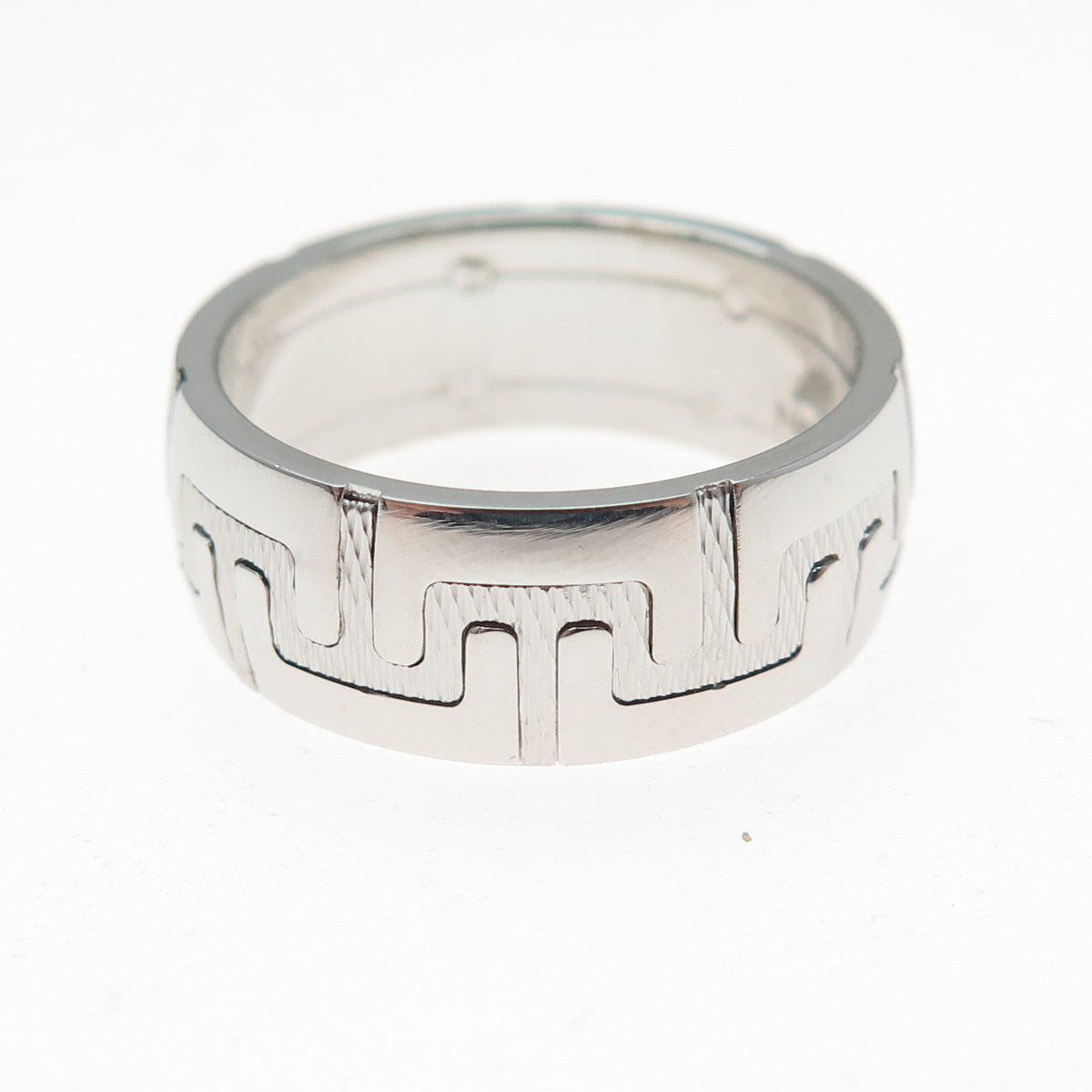 NEOS 925 Sterling Silver Textured Maze Band Ring Size 8.75