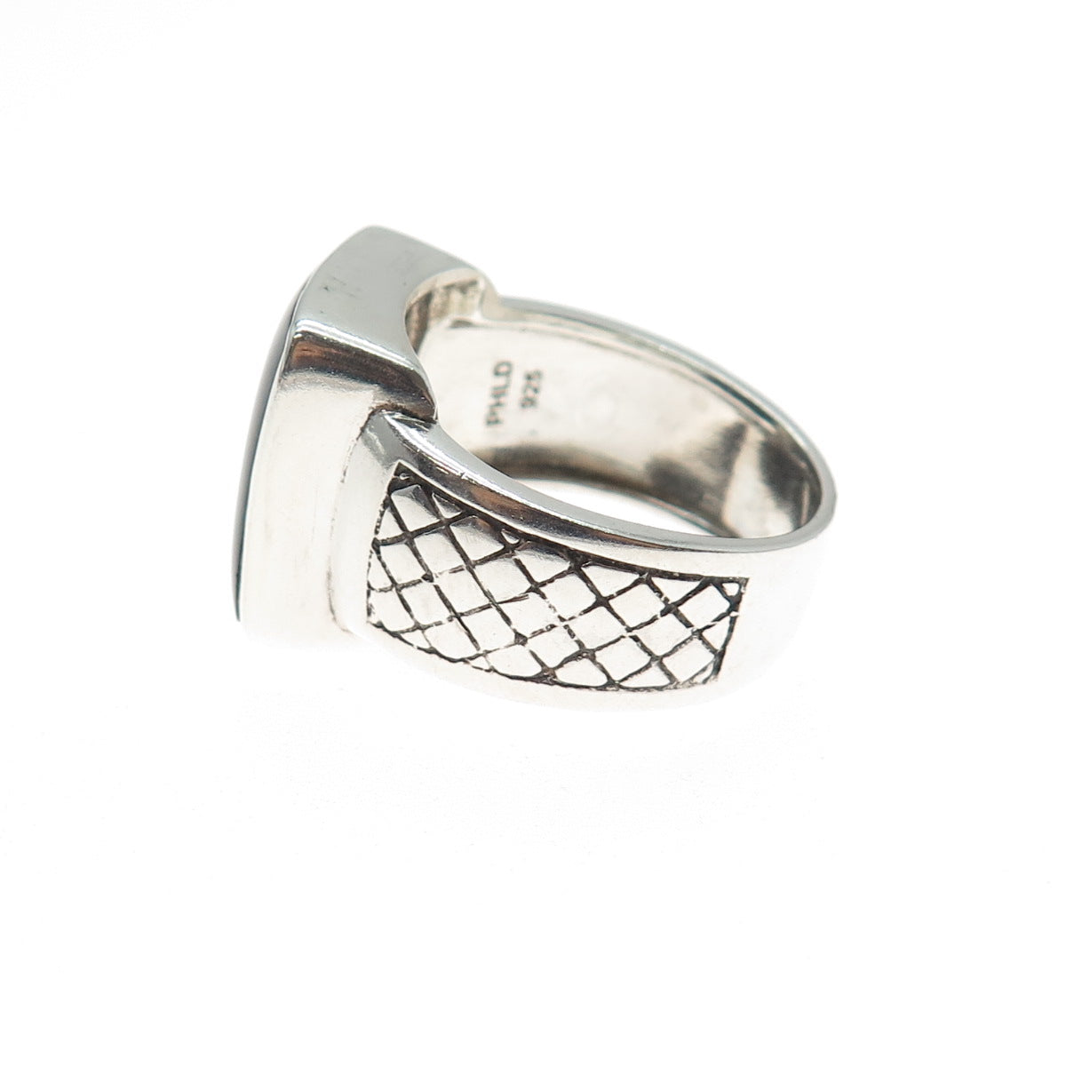 PHLD PlayHardLookDope 925 Sterling Silver Real Black Onyx Ring Size 11.75