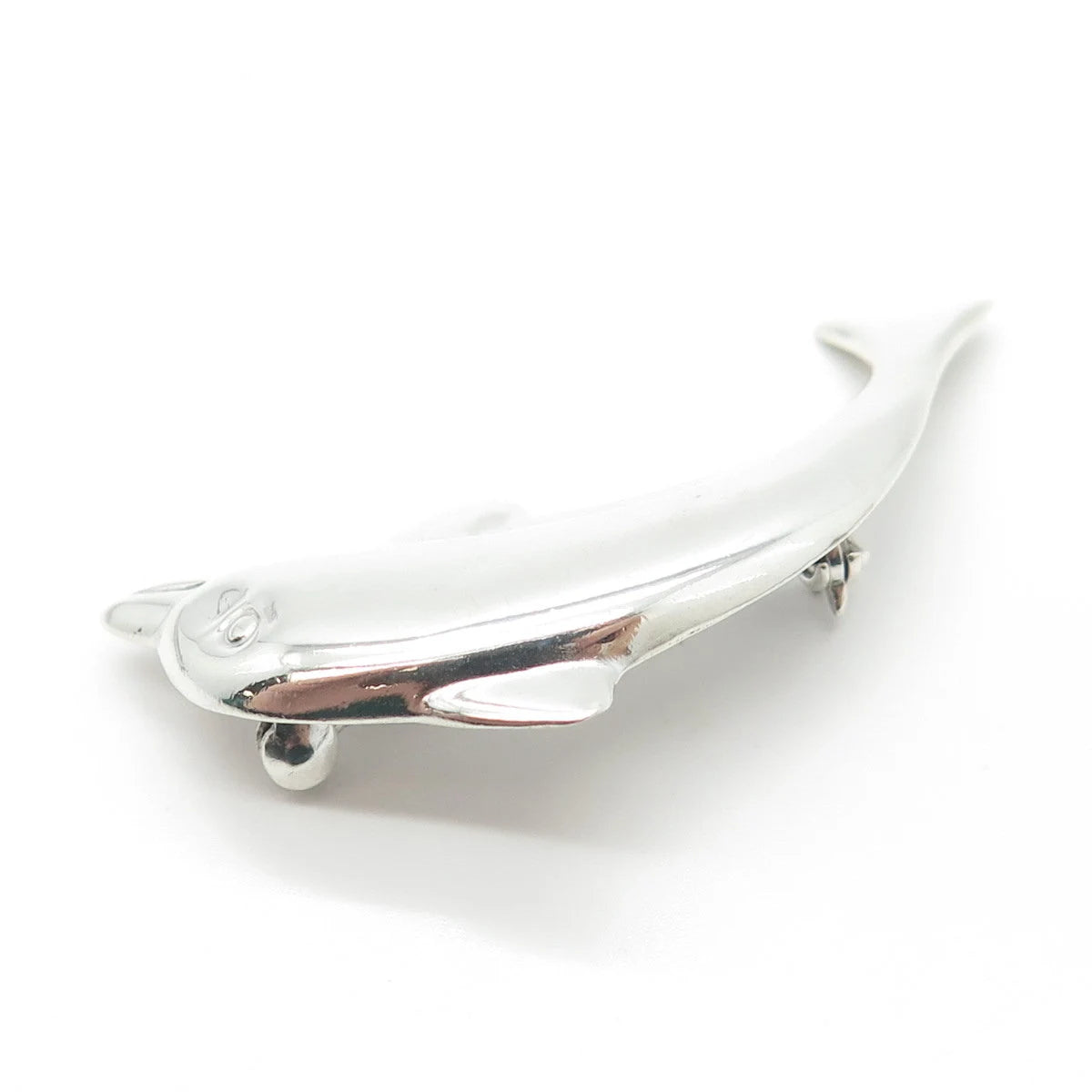 925 Sterling Silver Vintage Friendly Dolphin Pin Brooch