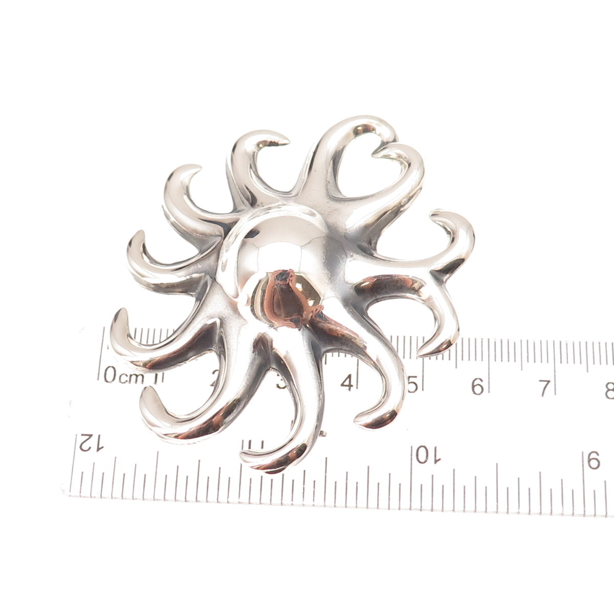 925 Sterling Silver Vintage Mexico Sun Oxidized Pin Brooch