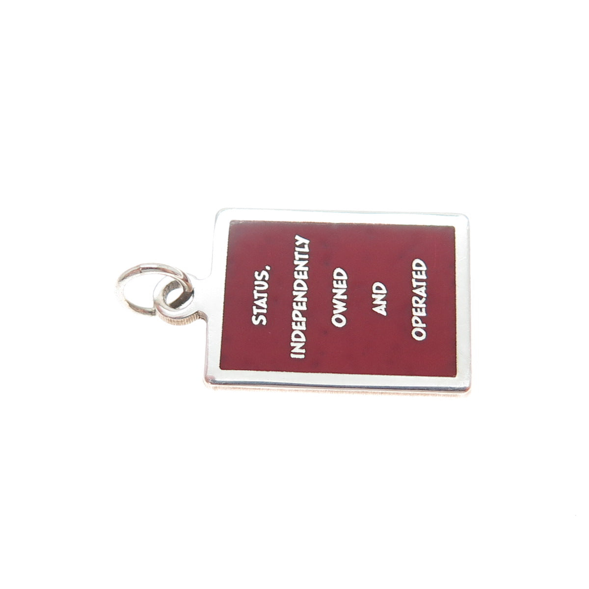 925 Sterling Red Enamel Status Independently Owned & Operated Minimalist Pendant