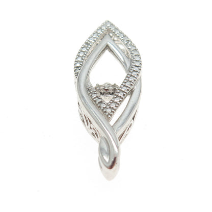 925 Sterling Silver Real Round-Cut Diamond Interlocked Pendant