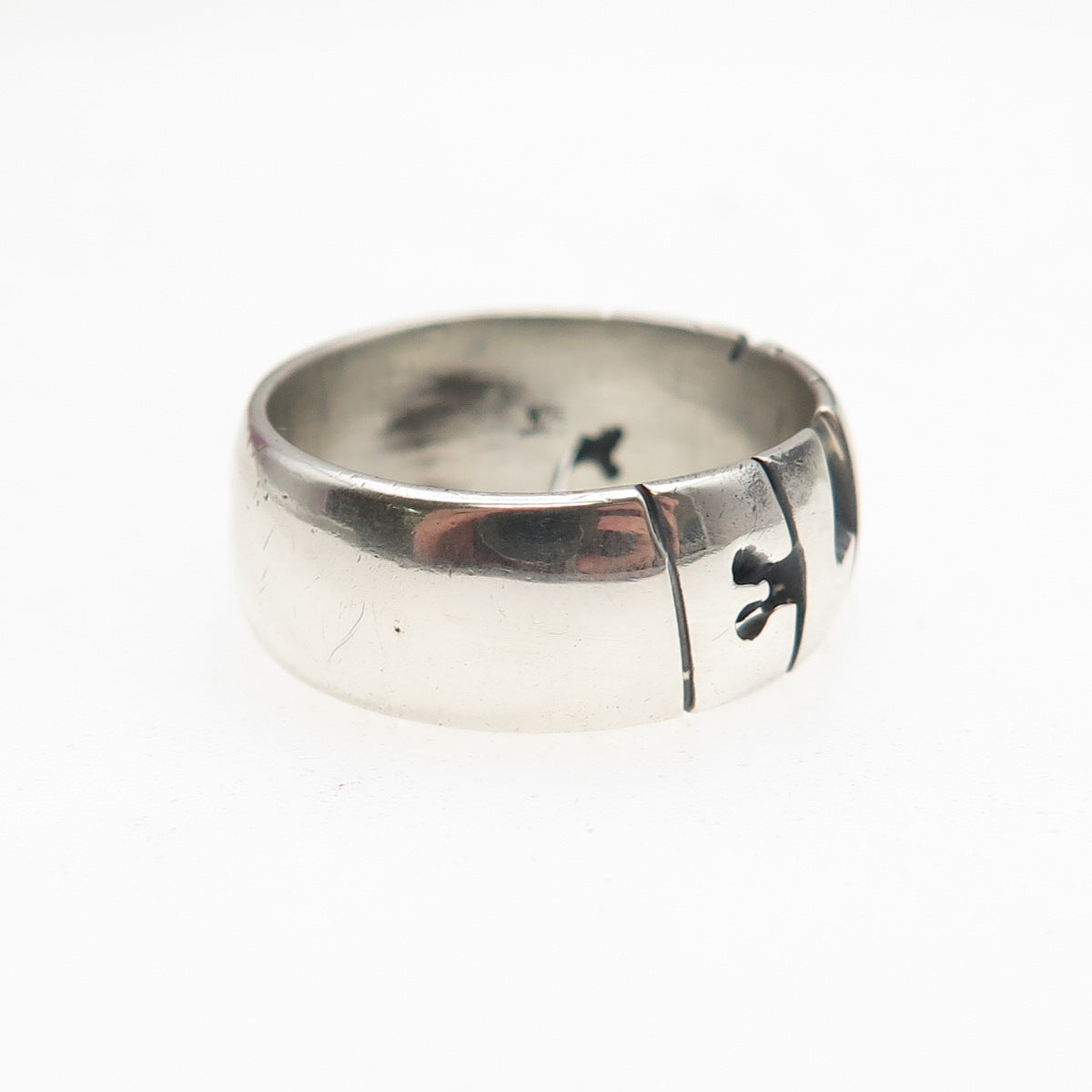 925 Sterling Silver Vintage Elaine Oxidized Name Band Ring Size 7