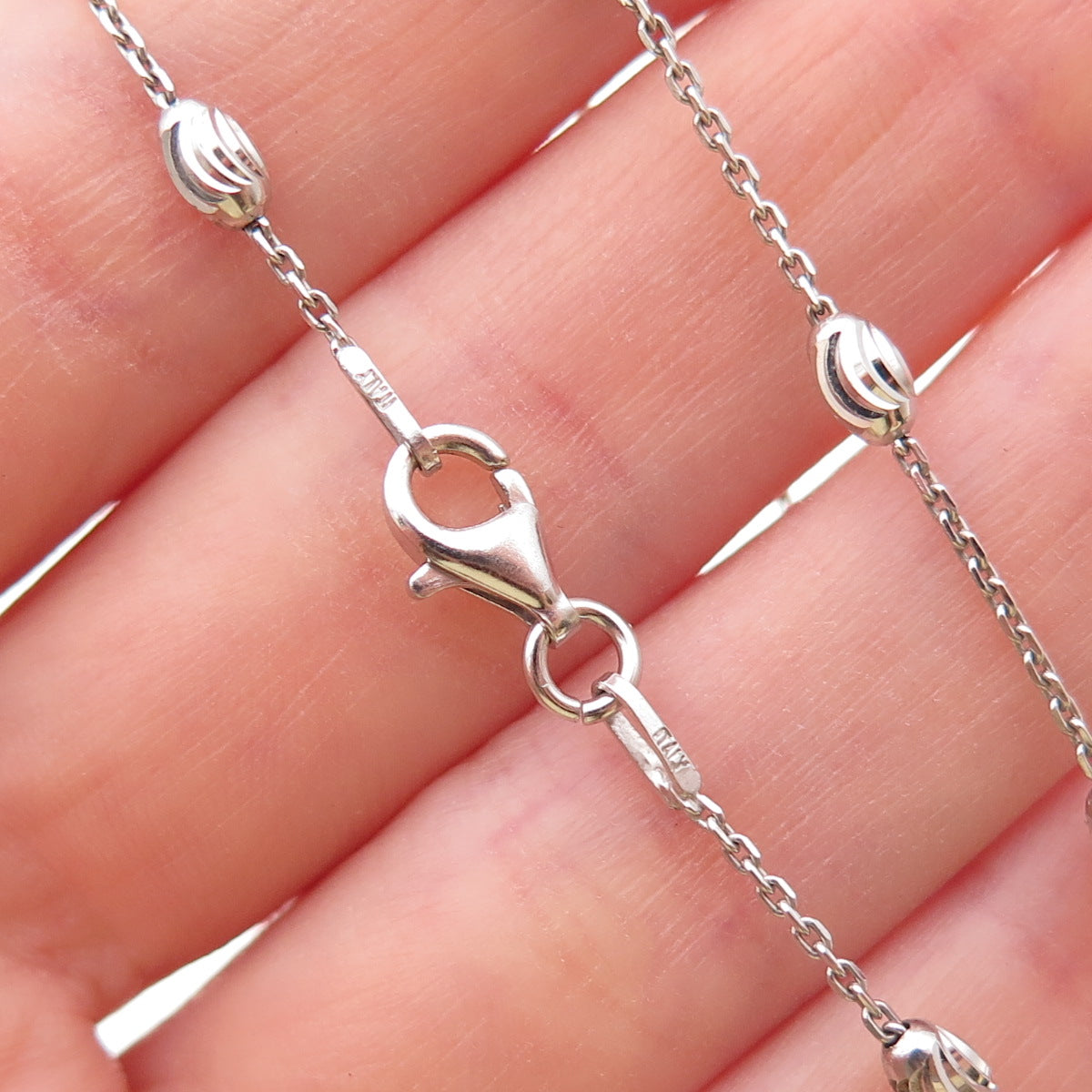 925 Sterling Silver Italy Beads By The Yard Cable Chain Necklace 20"