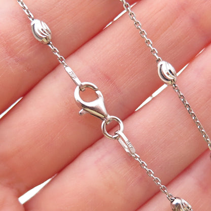 925 Sterling Silver Italy Beads By The Yard Cable Chain Necklace 20"