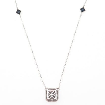 925 Sterling Silver Real Round-Cut Blue Diamond Cable Chain Necklace 18-20"