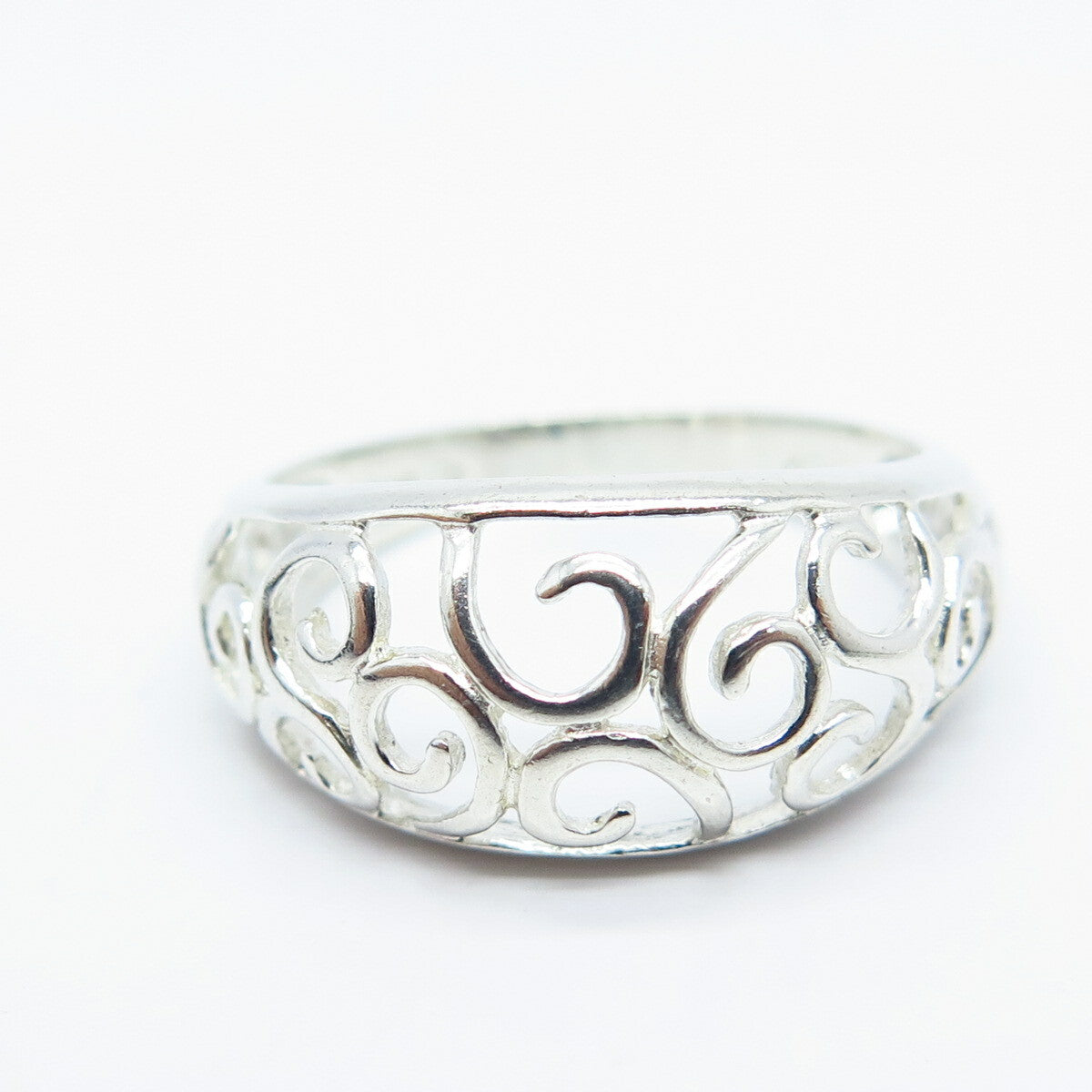 925 Sterling Silver Swirl Ornate Ring Size 8.25