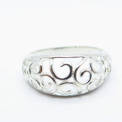 925 Sterling Silver Swirl Ornate Ring Size 8.25