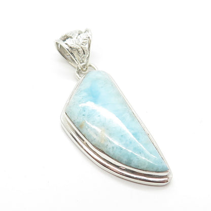 925 Sterling Silver Vintage Real Larimar Gemstone Pendant