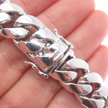 AMINOV 925 Sterling Silver Heavy 53.0g Hollow Cuban Link Bracelet 8.5"
